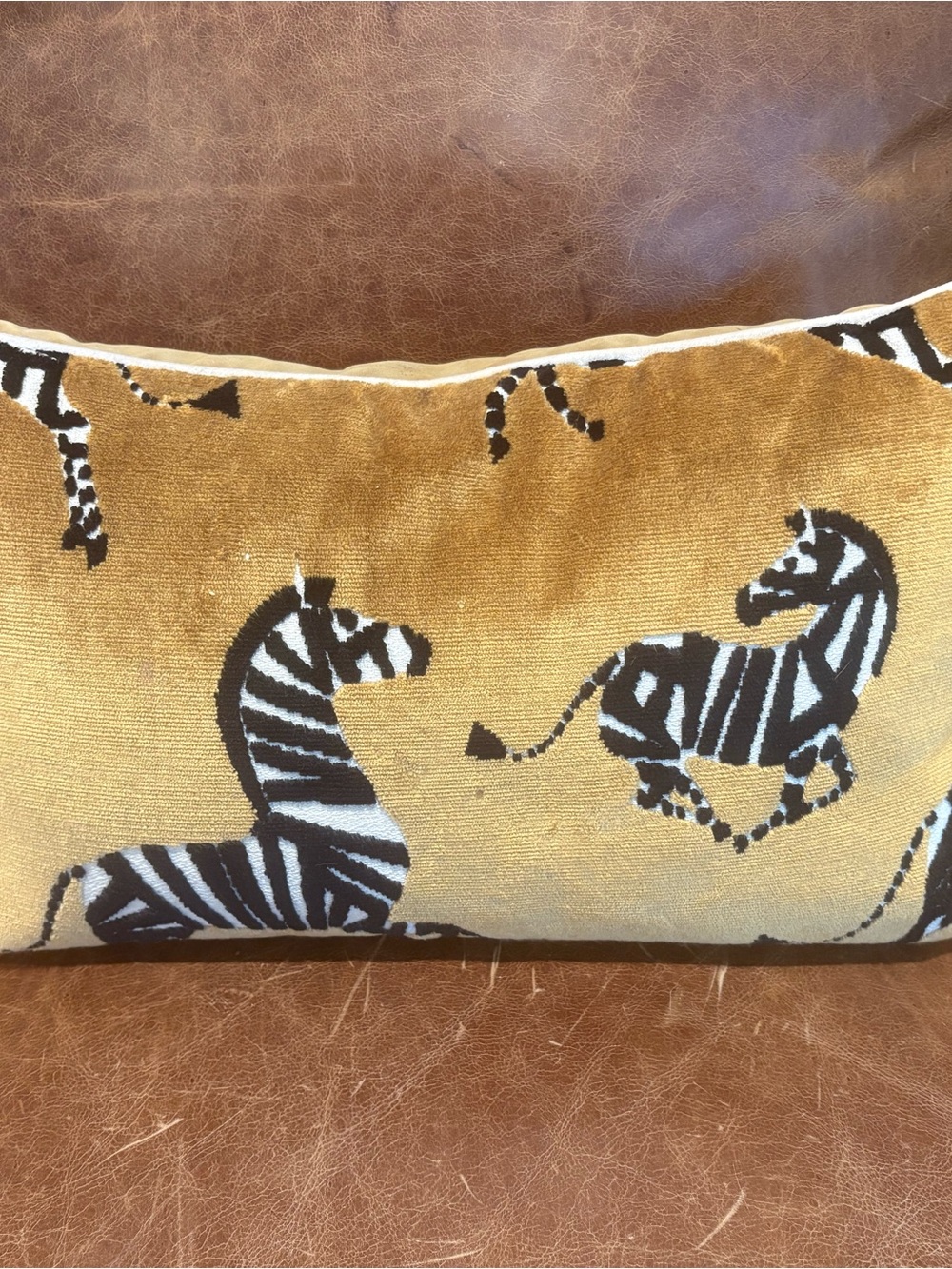 Mustard Yellow Zebra Print Lumbar Pillow - Unbranded